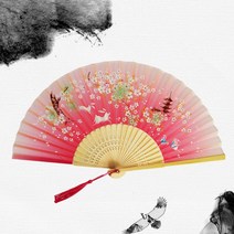 중국어 일본어 실크 접이식 팬 나무 클래식 댄스 고품질 술 우아한 여성 홈 인테리어, 24 24