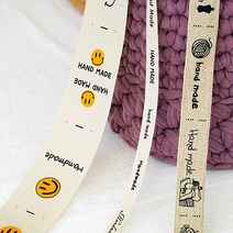 패브릭 라벨 리본 (1마/90cm), 스마일 시리즈 (폭 30mm)  [32001]