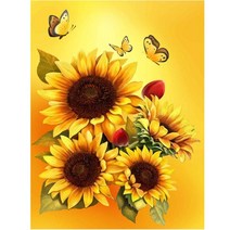 JISAN 보석십자수 캔버스형 세트 50x40cm JB01, 황금 해바라기