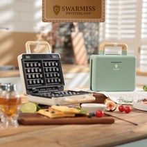 스와르미스 2구 와플메이커 BJX-S003 (크림화이트 & 올리브그린) / 감성디자인, 올리브그린