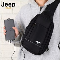 [당일발송] Jeep buluo 남자 지프 가방 슬링백 usb 여자 미니 크로스백 명품 방수 슬링백 여행용 힙색 커플템, 올블랙