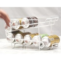 냉장고 정리 수납 스텐 캔10개 보관 렉 음료수받침, 화이트(500ml)
