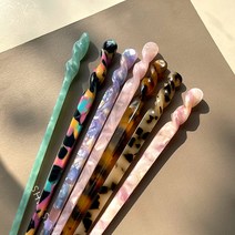 !junjjnag!9650ea 올림머리비녀 뒤꽃이 헤어 머리핀 젓가락 스크류비녀, 5-비녀-핑크마블, 본상품선택