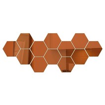 수납 이동식 전신거울 12pcs 3d 미러 벽 스티커 육각 데칼 홈 장식 diy 자기 접착 거울 장식 스티커 아트 벽 장식 46-126mm 대형, 갈색, 80x70x40mm
