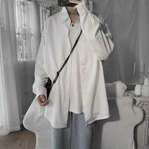 긴팔 셔츠 남자의 느슨한 단색 얇은 탑 봄 여름 아이스 실크 셔츠 자켓