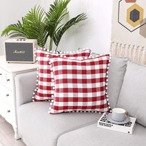 Refineliving 3cm 체크 폴리면 컬러의 소파 쿠션 커버 45cm*45cm