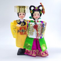 전통 남녀 2인 한복 인형 세트 전통혼례 한국 기념품 외국인 선물