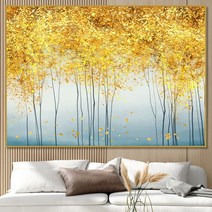 황금 돈나무 액자 돈들어오는 거실 현관 주방 인테리어 그림 대형 캔버스 집들이 선물, 추상의 황금나무숲 가로형, 블랙