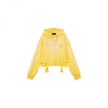 DSQUARED2 디스퀘어드2 여성 빈티지 로고 컷팅 후드 티셔츠 - 옐로우