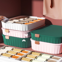 칸막이 뚜껑 속옷정리함 양말정리함 브래지어 플라스틱 서랍정리 수납박스 보관함, 1칸-다크그린, 1개