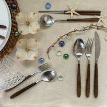 메이플 우드 커트러리 수저세트 양식기세트 숟가락 젓가락 포크 나이프 모음, 블랙 커트러리, 메이플 블랙 숟가락