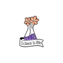 과학교구 학교 과학 에나멜 핀 현미경 비커 화학 분자 DNA 생물 실험 도구 금속 브로치 배지 배낭 가방, XZ3403