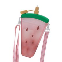 플라스틱 물병 귀여운 수박 오렌지 과일 물병 빨대 병 anti-fall 휴대용 아이스 컵 키즈 물, d