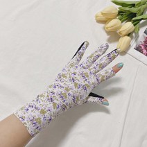 [미스블혹] 중년여성 산책용 등산용 쿨링 자외선 차단 손가락 플라워 장갑