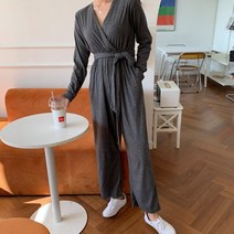 기타 바보사랑[옷자락]여자 슬림핏 V넥 허리 스트랩 랩 점프 수트 일자 바지[무료배송]