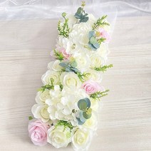 웨딩카 꾸미기 리본 프로포즈 자동차 장식 용품 웨딩 도로 인용 꽃 실크 장미 모란 수국 diy 아치형 문 꽃 행 창 t 스테이션 웨딩 50cm, 라이트 핑크 C