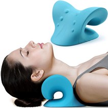 목 어깨 들것 릴랙서 경부 척추 교정 지압 요법 견인 치 베개 통증 완화 경부 척추 정렬 선물, 03 Blue