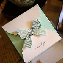 리본 정사각 선물 기프트 포장 케이스 상자 그린