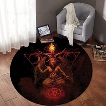 먼지없는 양털 러그 카페트 맞춤형 러그 라운드 카펫 Satanic Cat 염소 포금된 왕좌 지역 무신론자 목욕