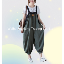 Ogfaour린넨멜빵팬츠 여성 린넨 의류 여름 멜빵바지 베스트 점프수트