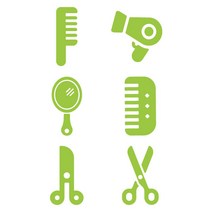 오피스왕국 헤어샵 가위 빗 거울 드라이기 그래픽 스티커 미용실 hair1, 옐로우그린
