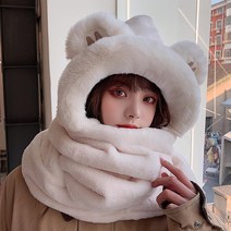 에이블리 후드머플러 후드 쁘띠 털 머플러 커플 여성 겨울 롱 퍼 목도리