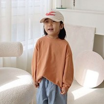 [스엔스텔라]플레인티(베이지 브릭오렌지 그린) 유아 키즈 주니어 기본 봄 티셔츠