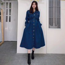 [세인트이브] D8003 2 STYLE 소녀처럼 데님롱 카라 앞트임 원피스