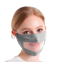 입모양이보이는 수어대화통역먼지차단 투명필름강의마스크, 체크