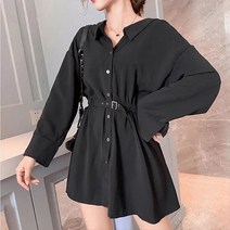 데일로엔 여성 버클 밴딩 카라 미니 원피스