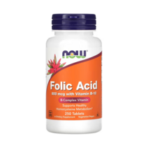 나우푸드 폴릭 애씨드 Folic Acid 엽산 800mcg 250정 비타민 비 컴플렉스 시아노코발라민