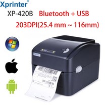 스티커출력기 블루투스라벨프린터 송장 휴대용 프린터 Xprinter 4 인치 배송 라벨/익스프레스/열 바코드 라, 06 420b Black BT_02 미국 플러그