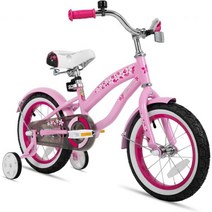 JOYSTAR 14 인치 소녀 자전거 (3-5 세 용 훈련 바퀴 포함) 유아 비치 크루저, Light Pink, 14 Inch with Training Wheels