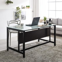 TS-03 강화유리 화이트 가림막 철제 책상 일자형 데스크 파티션책상