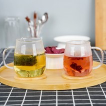 항아리 내열유리 머그 1+1 (600ml 450ml) 손잡이유리컵 홈카페 유리잔, 600ml(1+1)
