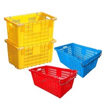 대형 이사짐 농수산물 운반용 노란 플라스틱 상자 바구니, 특대형 철고리 유 (71x46.55x33.5), 파랑, 1개