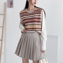 뜨개진 여성용 알파카 패턴 라운드 블리스 베스트 니트 조끼