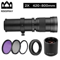RISESPRAY 슈퍼 망원 렌즈 수동 초점 줌 캐논 니콘 NEX DSLR 카메라 사진 촬영에 적합 2X 420-800mm F/8.3, 02 BLACK_09 소니 마운트