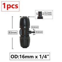 호스어댑터 16mm 정원 관개 튜브 커넥터 급수 Pe 호스 잠금 너트 팔꿈치 티 엔드 플러그 감소 농장 물 파이프 조인트, [05] 1I2 x 1I4