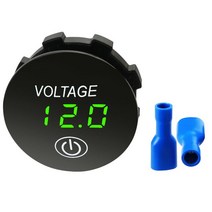 전기테스터기 DC 12V-24V LED 미니 라운드 디지털 전압계 터치 온-오프 스위치 미터 테스터 자동차/바이크 바이크 오토바이/모터 보트/트럭 수리용, [03] Green Display, 03 Green Display
