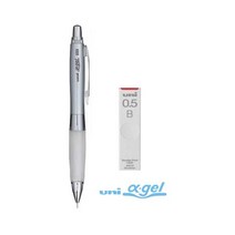 유니 알파겔 흔들샤프 617 0.5mm + 유니 샤프심 세트, 화이트+샤프심 0.5B