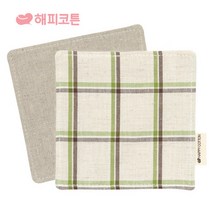 해피코튼 티코스터, 올리브(린넨체크)