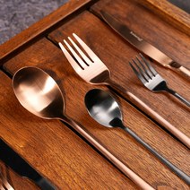 레벤호프 무광 명품 수입 한식 골드 포크 티 고급 신혼부부 커트러리 수저 세트, 티스푼_로즈골드