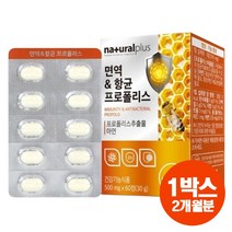 내츄럴플러스 면역 항균 프로폴리스 아연 환절기 구강 건강 씹어먹는 츄어블 1박스 2개월분, 500mg 60정 1박스