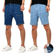 핫코드 남성용 여름 허리스판 빅포켓 청 반바지
