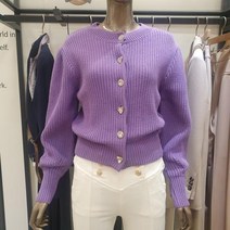 제시뉴욕 JC3-KG709S 큐빅단추 와플짜임 라운드 가디건