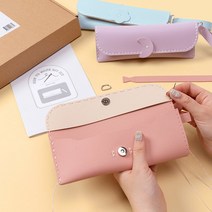 고급 가죽 코튼캔디 필통 만들기 파우치 공예 재료, 블루