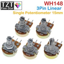 10pcs wh148 선형 전위차계 너트와 와셔가있는 15mm 샤프트 3pin wh148 b1k b2k b5k b10k b20k b50k b100k b250k b500k b1m, 50k 옴