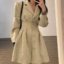 [랜덤플레이] 하객룩 오피스 허리 핀턱 트렌치 원피스