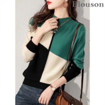 블루종 블루종 기하학 배색 반폴라 니트_B2210KN602C